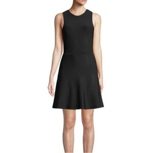 Theory black sleeveless dress, fully lined,size 4 in great condition, wool blend